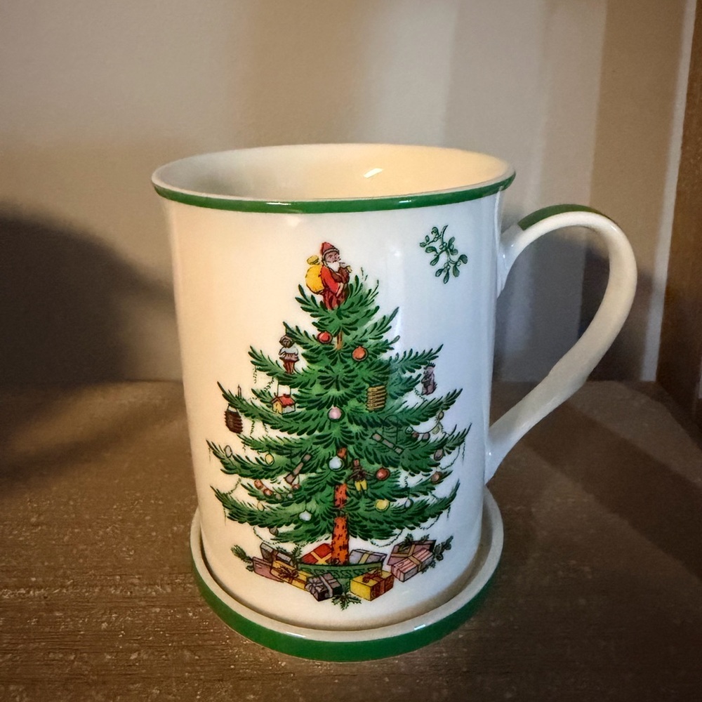 Christmas Tree Mug with Green Trim